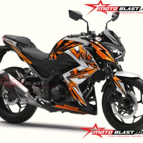 Decal Stiker Z 250 WHITE ORANGE FLASH